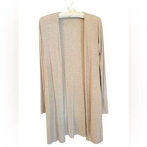 Joah Brown Sweater Oatmeal Ribbed Open Front Duster Cardigan M/L USA
